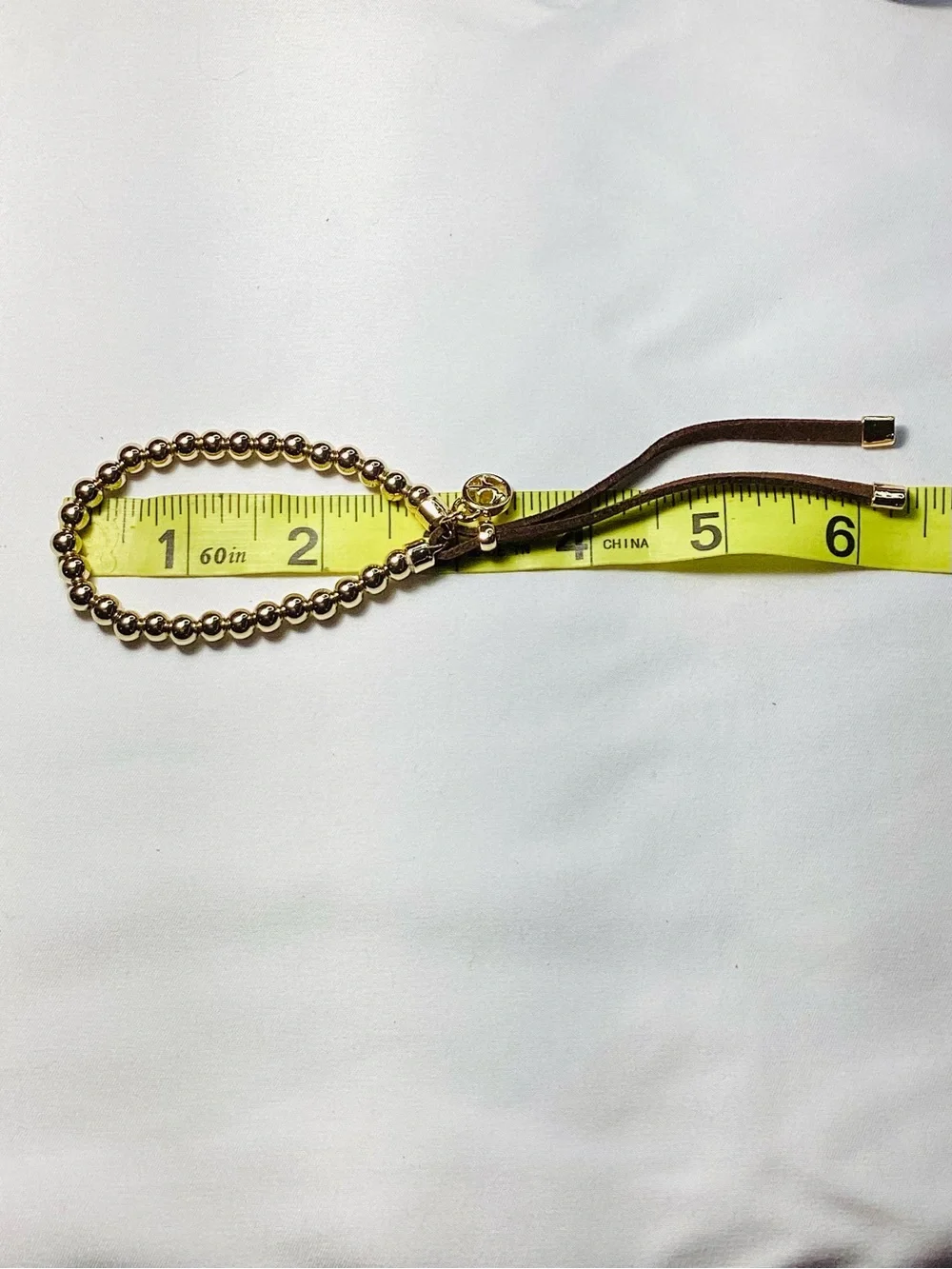 Michael Kors NWT and Dust Bag Gold-Tone Beaded Brown Suede Logo Charm Bracelet